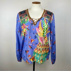 Custo Barcelona Y2K Lace Neck Bohemian Women's Top Medium